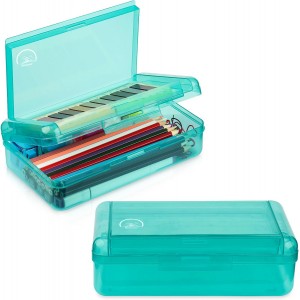 Denzoer Large Capacity Pencil Boxes, School College Office Pen Pouch Pencil Boxes Clear Pencil Box Marker Organizer