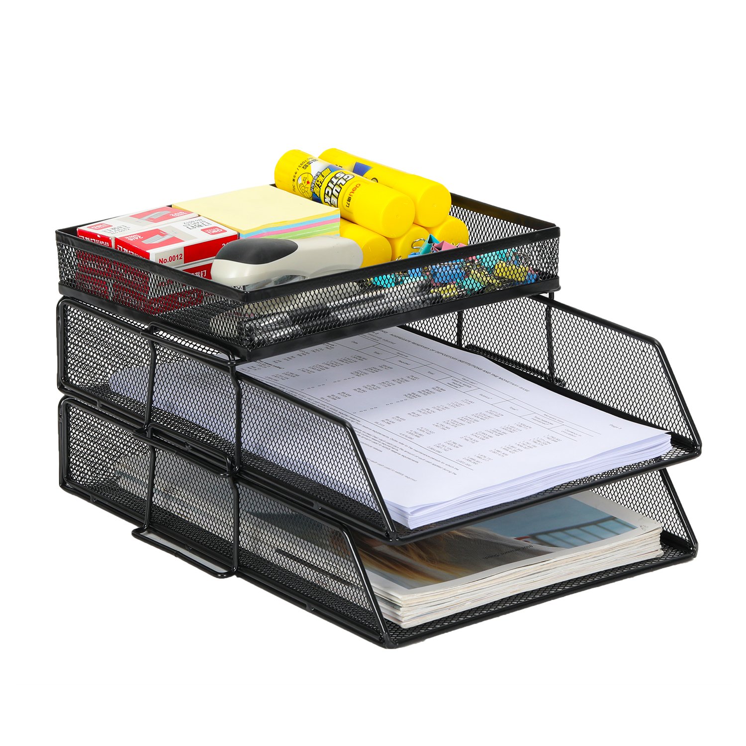 Paper File Tide Storage EasyPAG 2 Tier A4 Mesh in Trays Stackable Office Desk Tidy File Holder ...