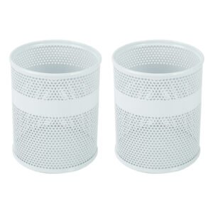 EasyPAG Mesh Desk Tidy Pen Pot Pencil Holder Makeup Brushes Storage Stationery Organiser,Pack of 2,White