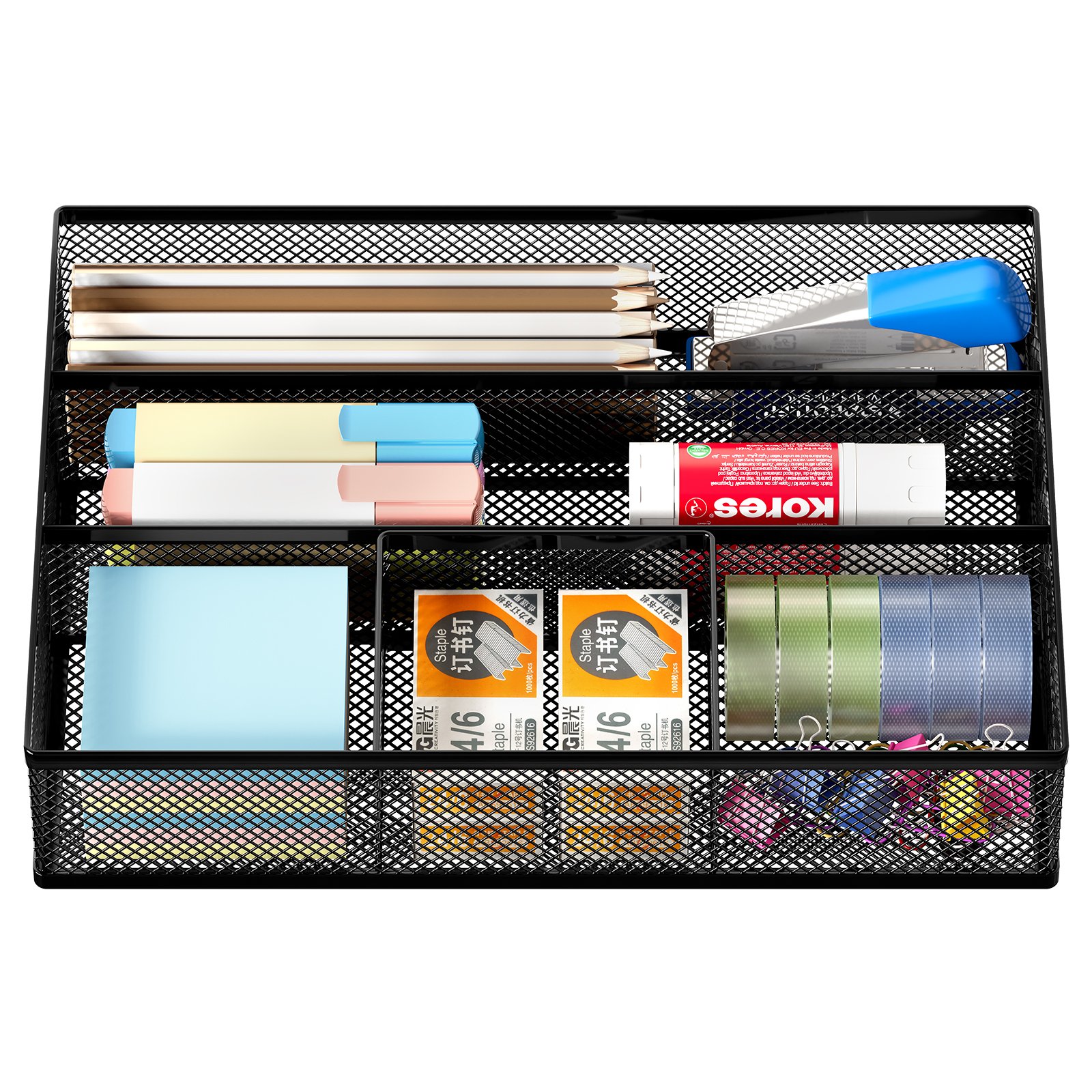 EasyPAG Mesh Drawer Organiser Tray Desk Draw Tidy Office Stationery Storage Pen Holder,Black - 图片 3