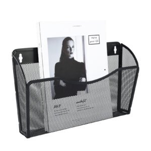 EasyPAG 1 Pocket Landscape A4 Mesh Hanging Wall File Holder Mail Organiser Magazine Storage,Black