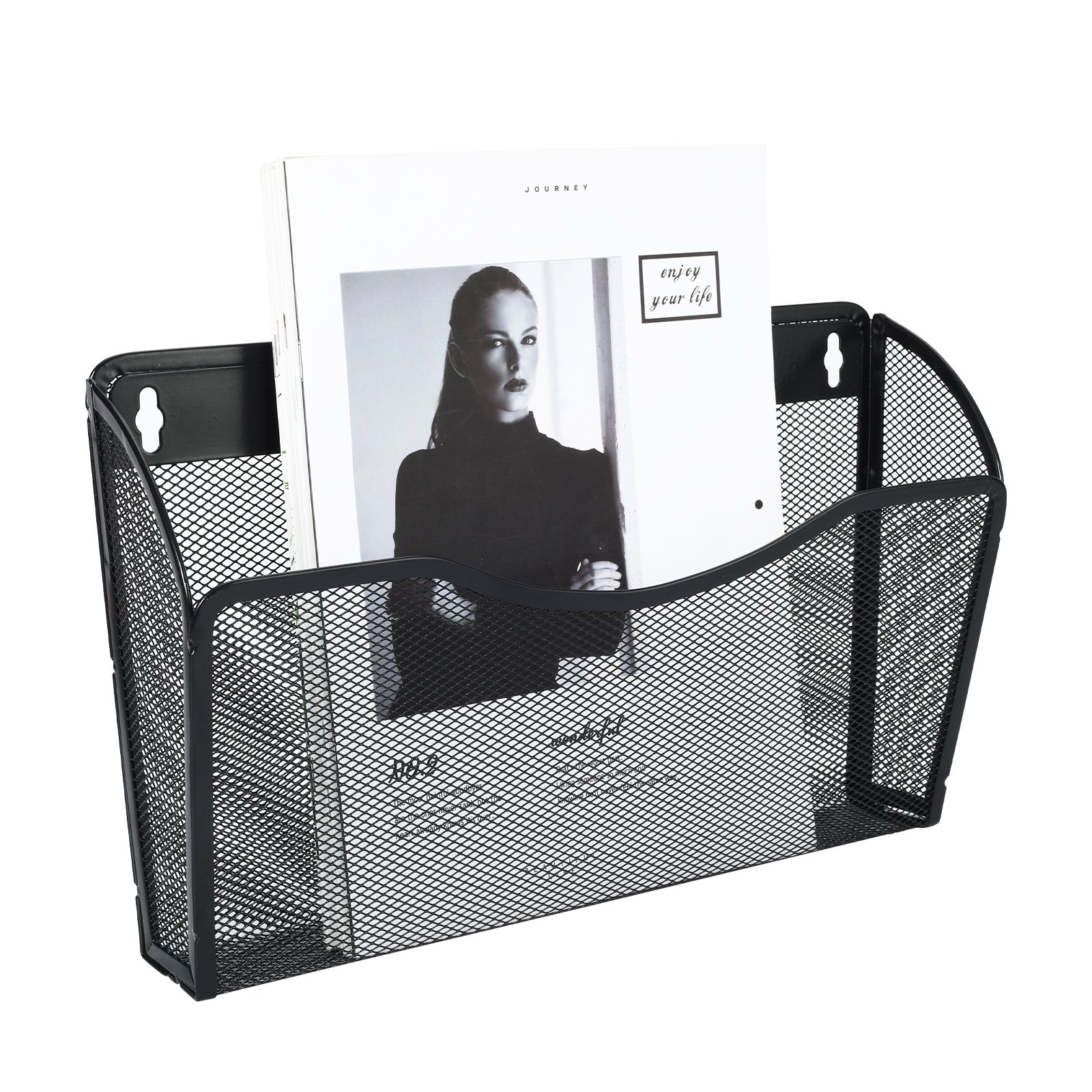 EasyPAG 1 Pocket Landscape A4 Mesh Hanging Wall File Holder Mail Organiser Magazine Storage,Black