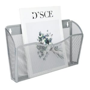 EasyPAG 1 Pocket Landscape A4 Mesh Hanging Wall File Holder Mail Organiser Magazine Storage,Silver
