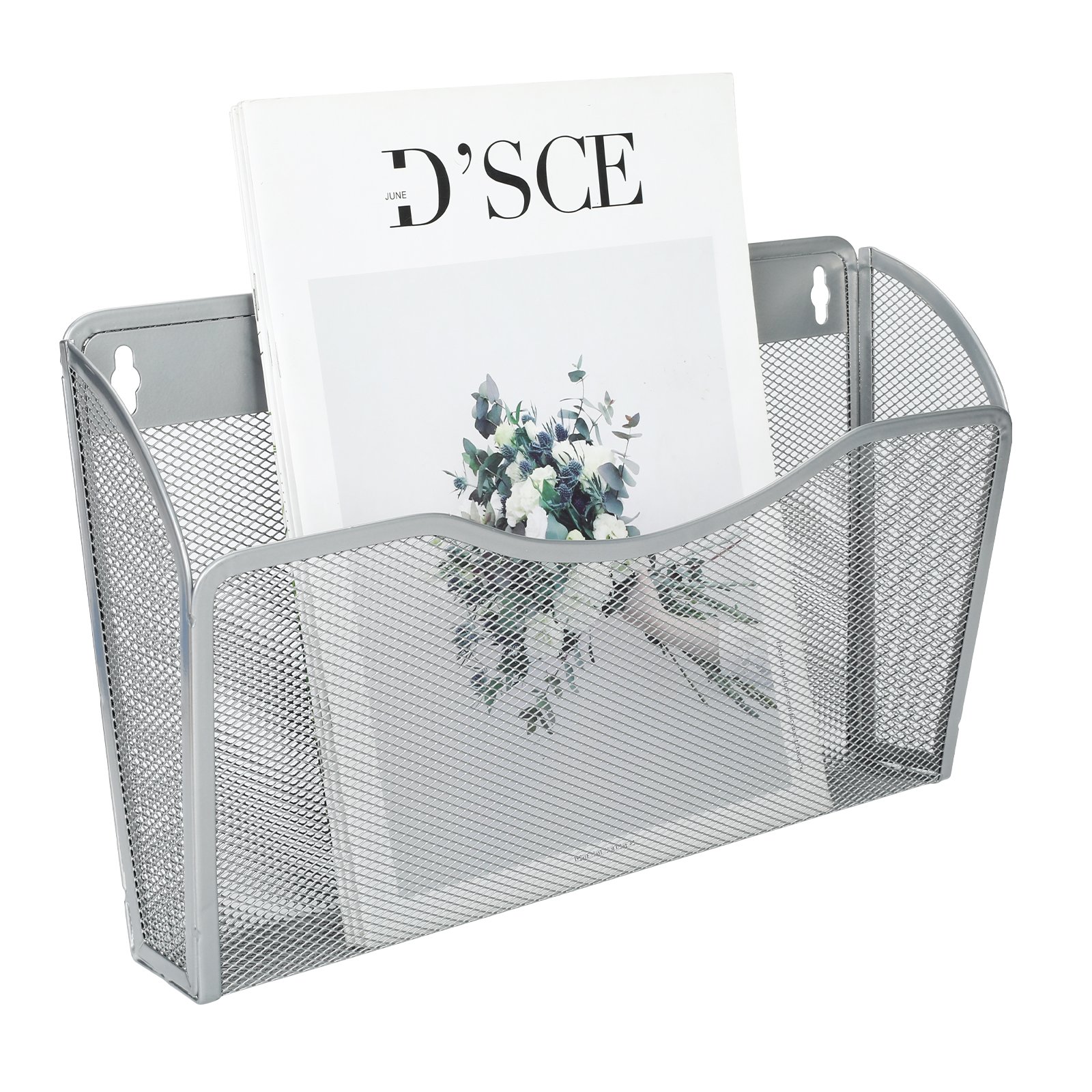 EasyPAG 1 Pocket Landscape A4 Mesh Hanging Wall File Holder Mail Organiser Magazine Storage,Silver