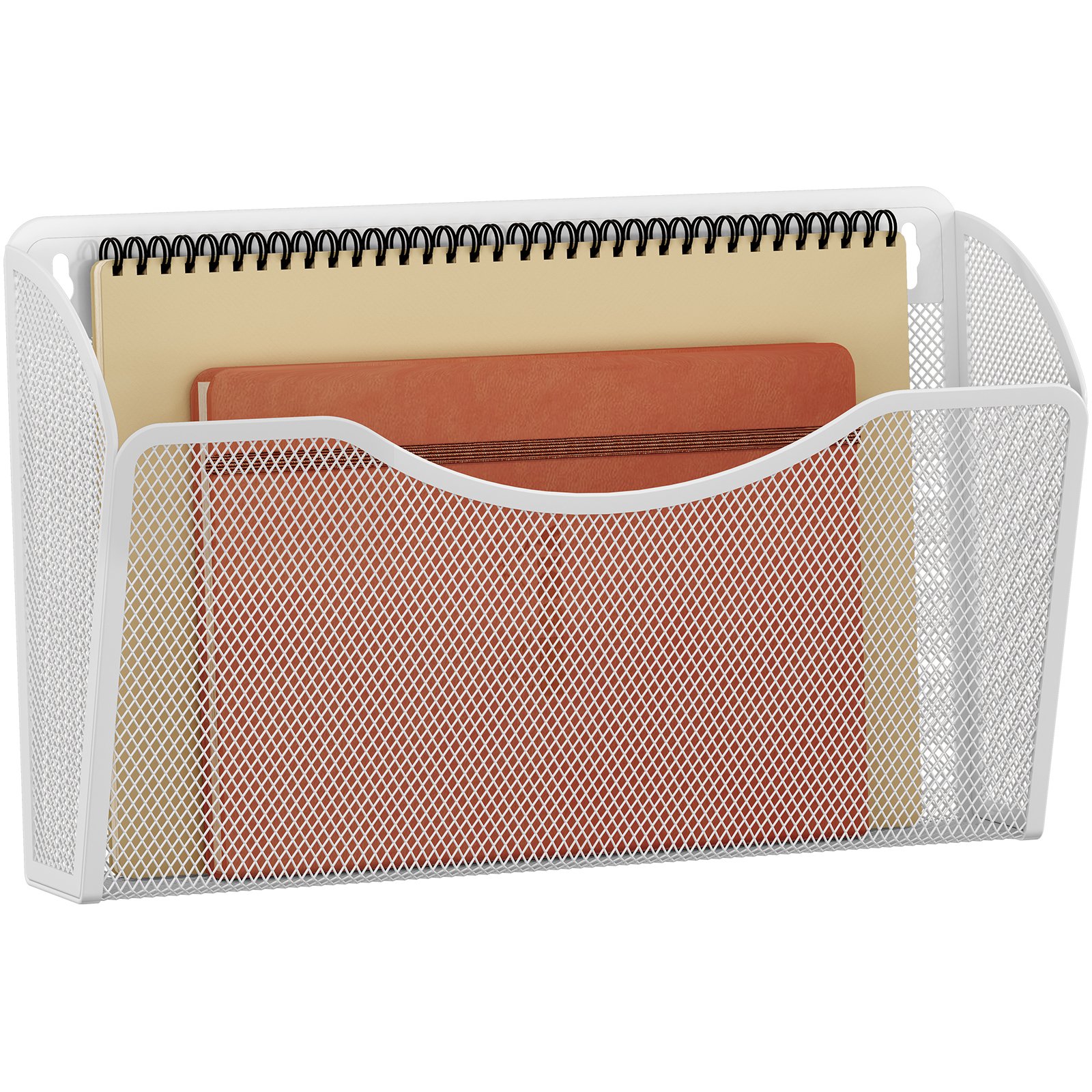 EasyPAG 1 Pocket Landscape A4 Mesh Hanging Wall File Holder Mail Organiser Magazine Storage,White - 图片 3