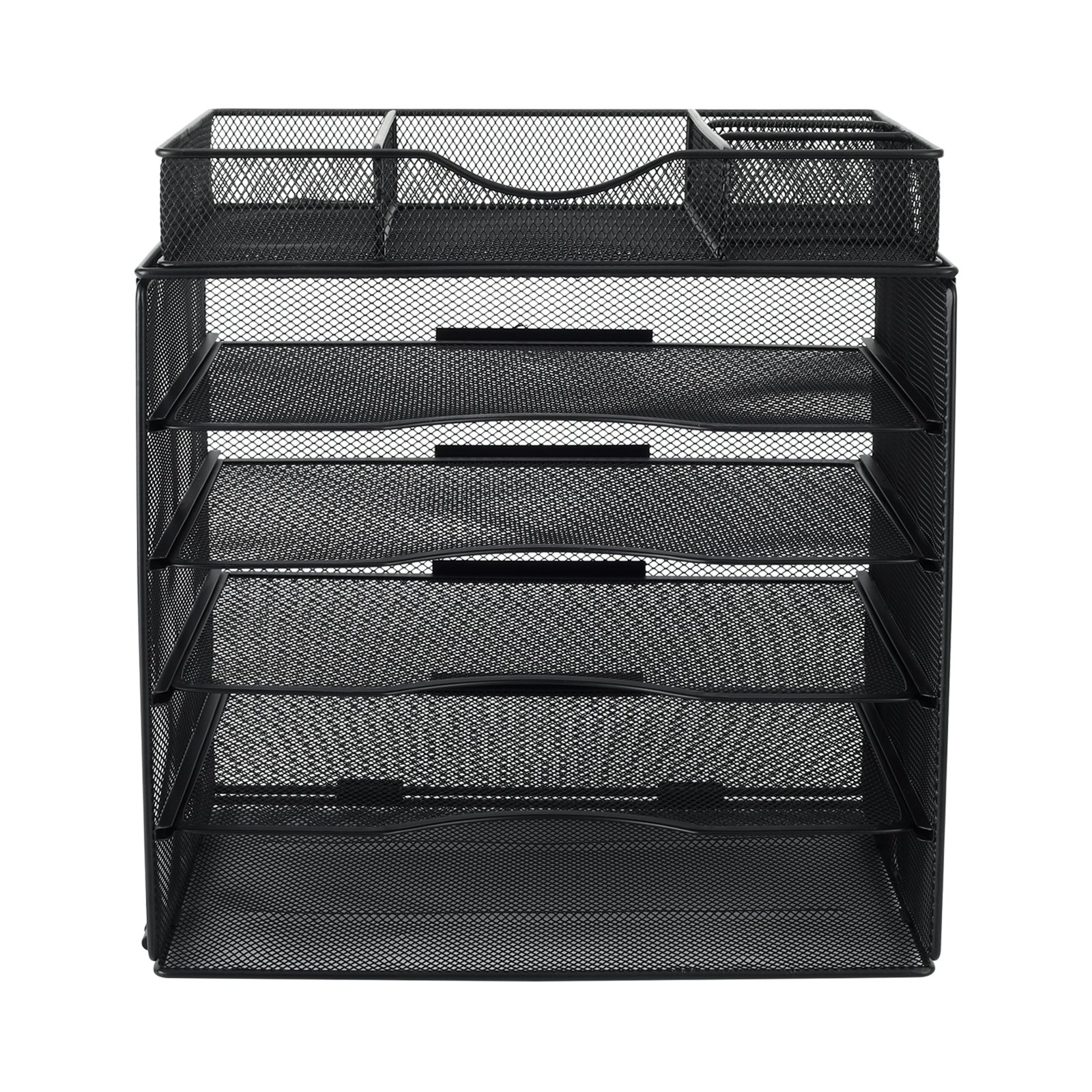 EasyPAG 5 Tier Metal Mesh A4 Desk Tray,File Holder,Paper Organiser,Magazine Storage,Filing Rack for Office & Home Desktop Tidy with Drawer,Black - 图片 7