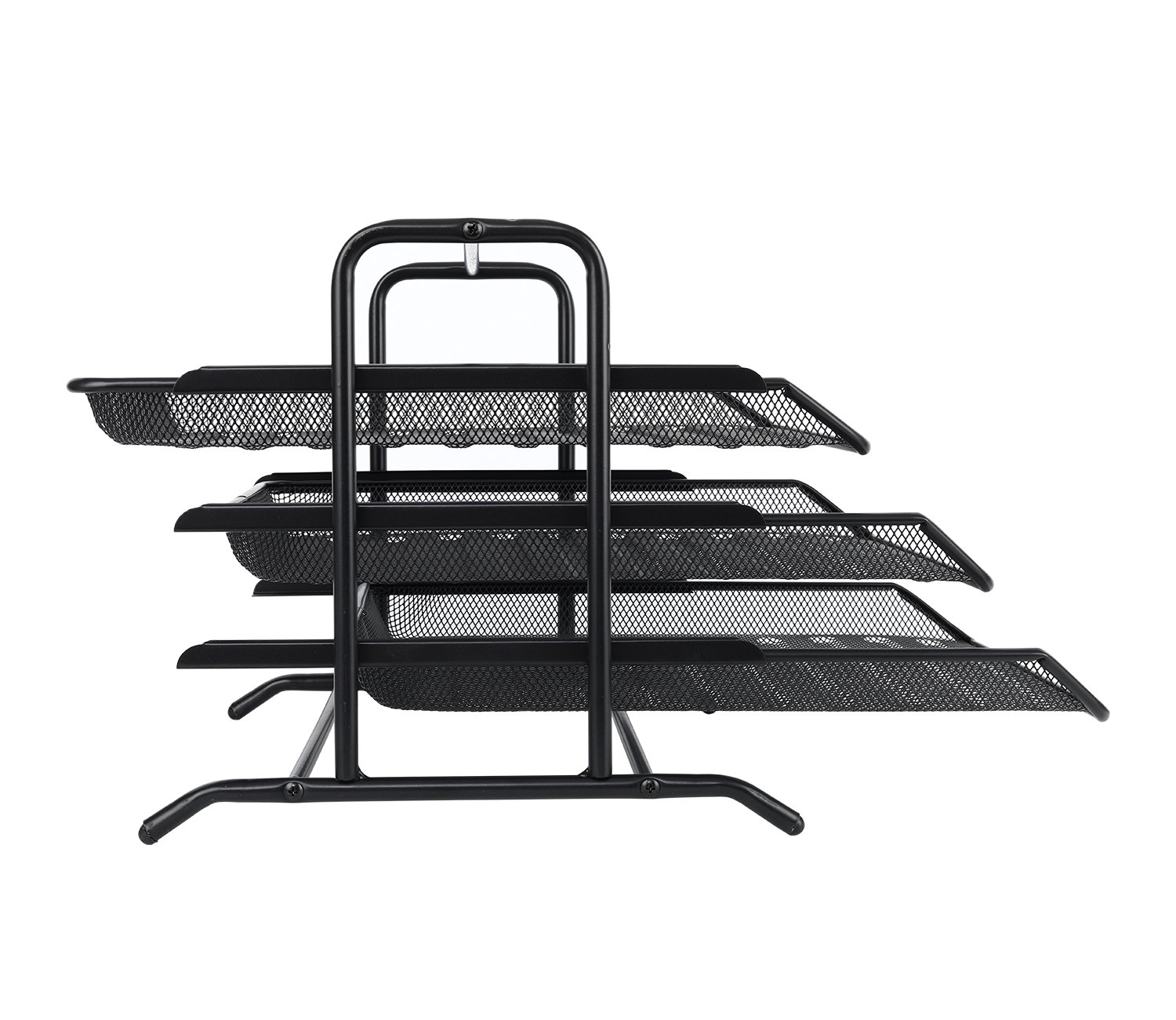 EasyPAG 3 Tier A4 Mesh in Tray Office Desk Tidy File Holder Document Storage Letter Paper Organiser,Black - 图片 4