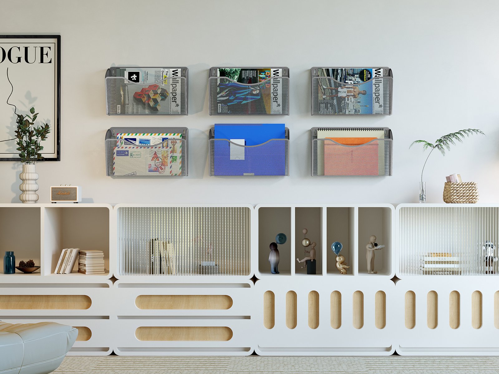 EasyPAG 1 Pocket Landscape A4 Mesh Hanging Wall File Holder Mail Organiser Magazine Storage,Silver - 图片 5