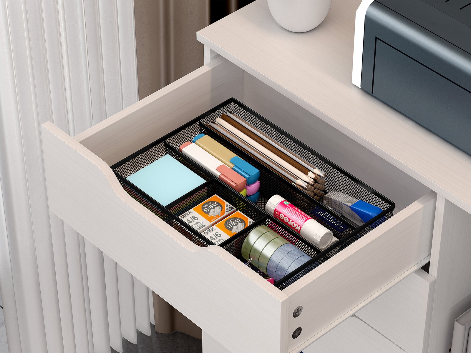 EasyPAG Mesh Drawer Organiser Tray Desk Draw Tidy Office Stationery Storage Pen Holder,Black - 图片 7