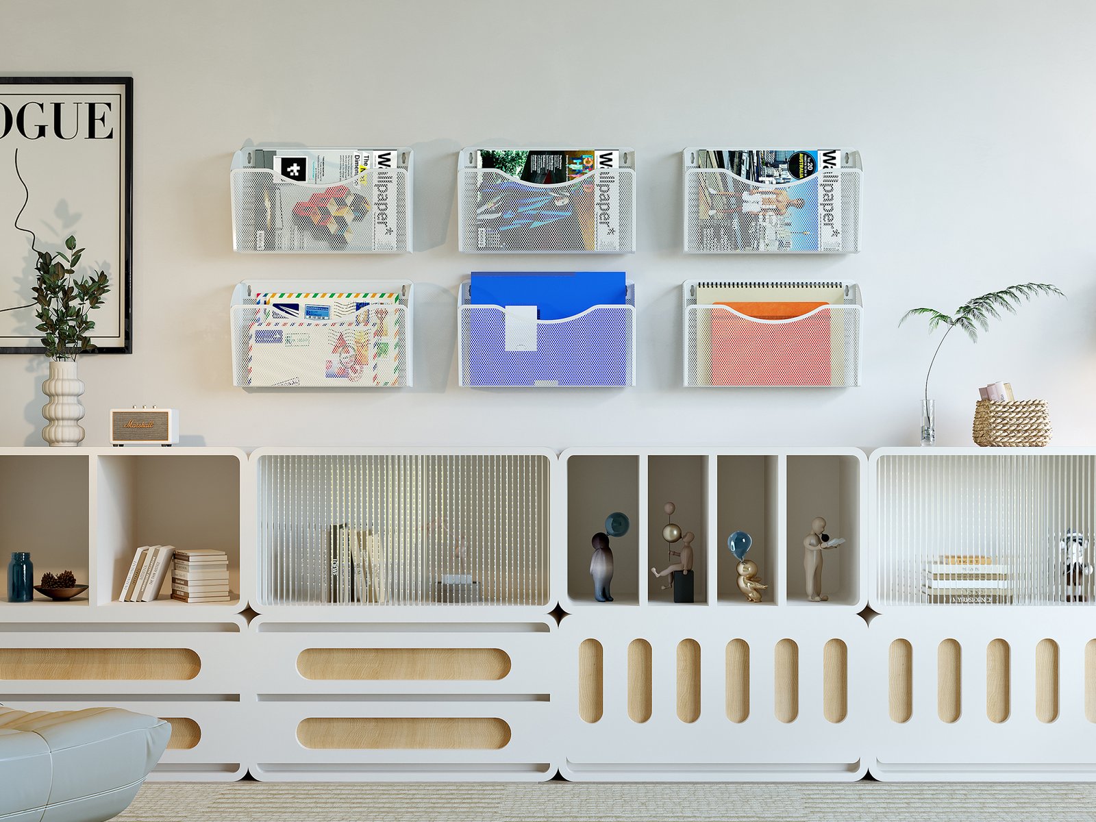 EasyPAG 1 Pocket Landscape A4 Mesh Hanging Wall File Holder Mail Organiser Magazine Storage,White - 图片 6