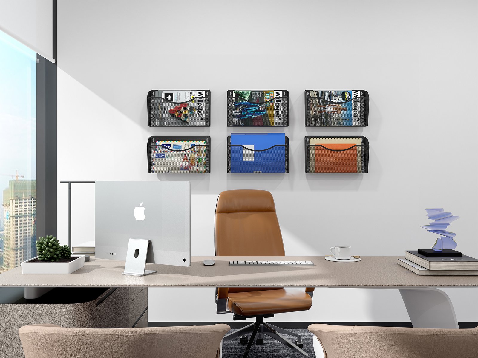 EasyPAG Metal 3 Tier A4 Wall Mounted Document Holder,Hanging Wall File Organiser,Pigeon Holes Storage,Wall Pocket,Filing Tray,Magazine Rack for Office & Home,Black - 图片 7