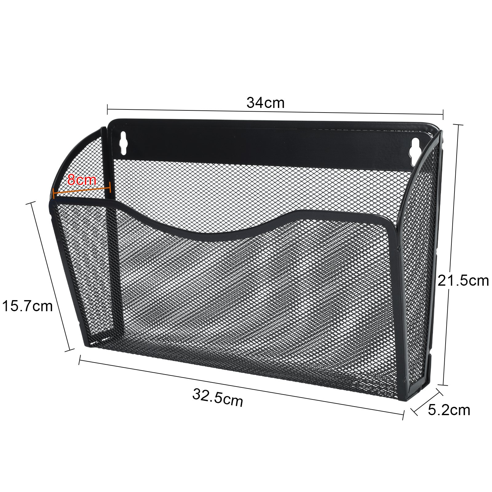EasyPAG 1 Pocket Landscape A4 Mesh Hanging Wall File Holder Mail Organiser Magazine Storage,Black - 图片 3