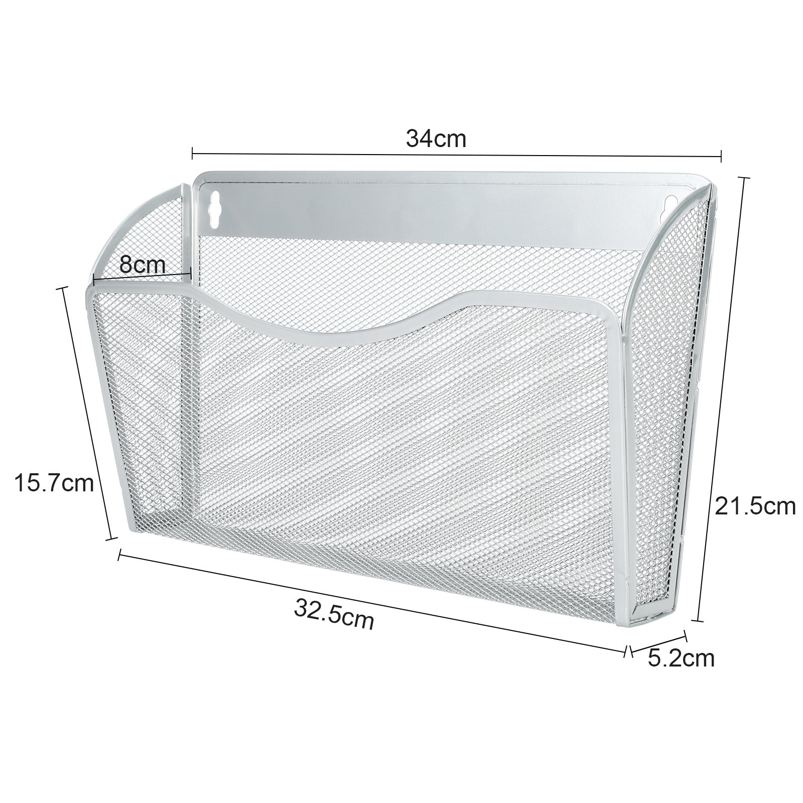 EasyPAG 1 Pocket Landscape A4 Mesh Hanging Wall File Holder Mail Organiser Magazine Storage,Silver - 图片 3