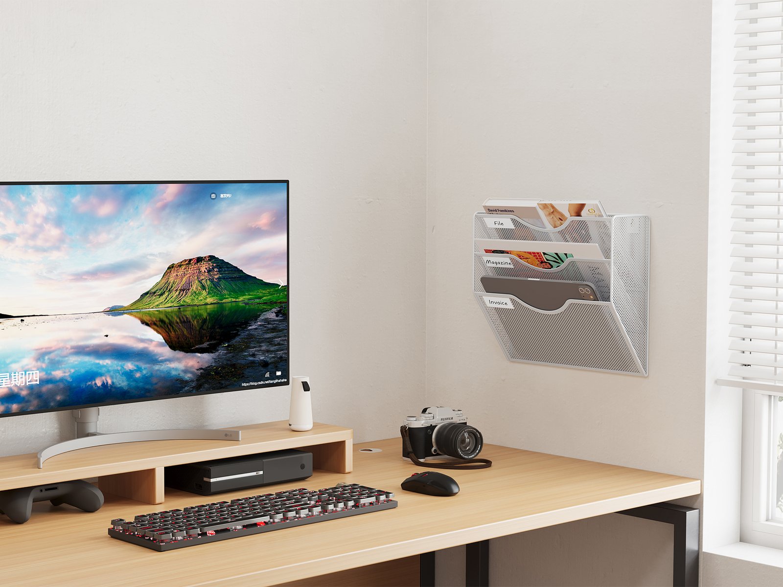 EasyPAG Metal 3 Tier A4 Wall Mounted Document Holder,Hanging Wall File Organiser,Pigeon Holes Storage,Wall Pocket,Filing Tray,Magazine Rack for Office & Home,White - 图片 5